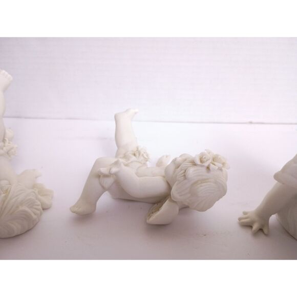 Set of 3 Vintage GANZ White Porcelain Cherubs at Play Figurines - Picture 11 of 14